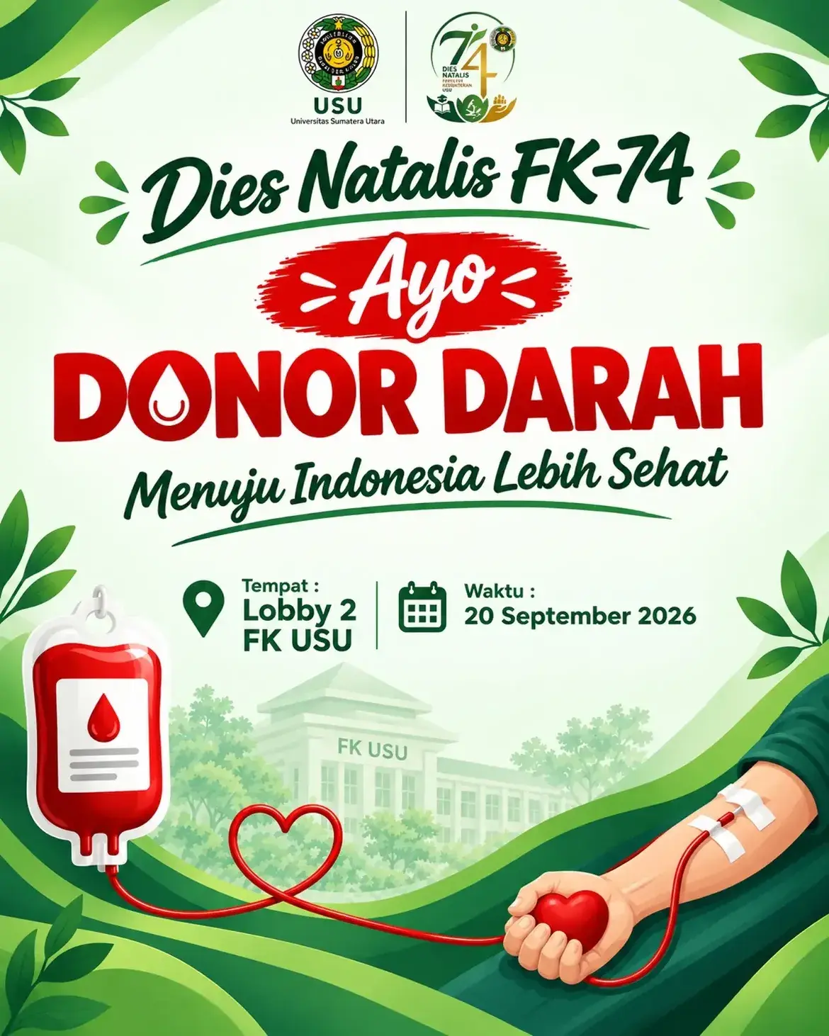 Ayo Donor Darah pada Dies Natalis Ke-74 Fakultas Kedokteran USU